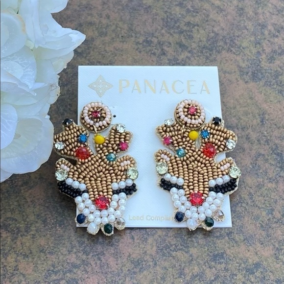 NWT PANACEA CRYSTAL AND BEADED REINDEER EARRINGS - Picture 4 of 8